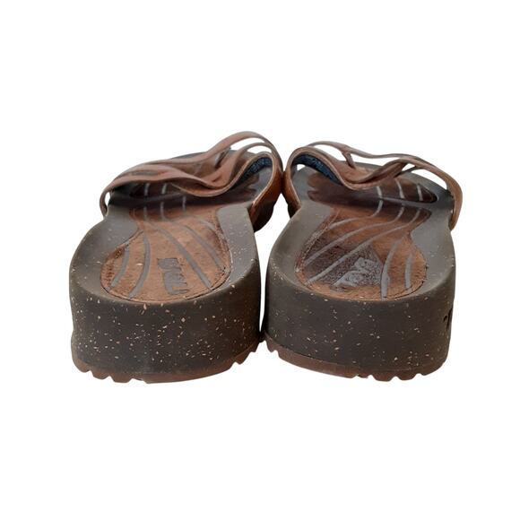 Teva Cabrillo Toe Post Dame Brown Slide Sandals Genuine Leather Women 9 Orthotic - Picture 4 of 7
